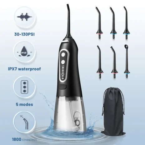 Oral-Irrigator-USB-Rechargeable-Water-Flosser-Portable-Dental-Water-Jet-300ML-Water-Tank-Waterproof-Teeth-Cleaner